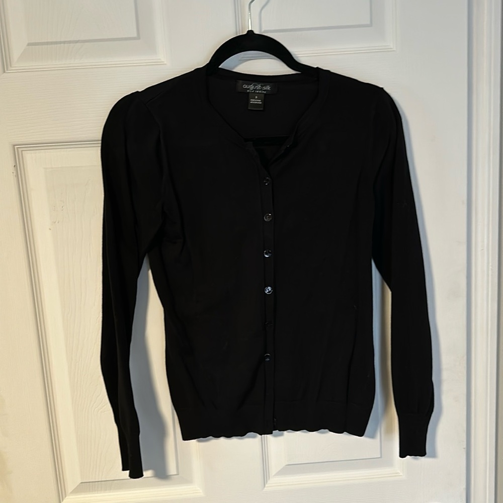 August silk black cardigan